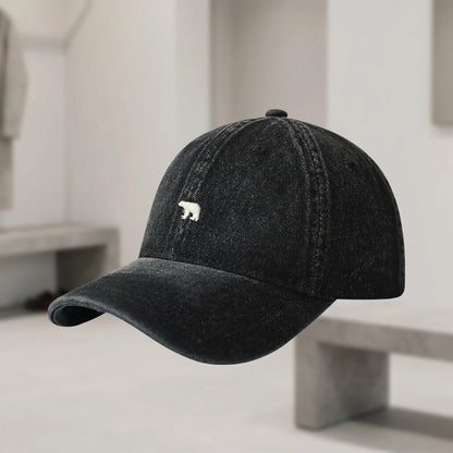Polar Bear Embroidered Baseball Cap for Men Women Large Head Size Wide Brim  Washed Denim Trucker Hat Adjustable Casual Duckbill Cap