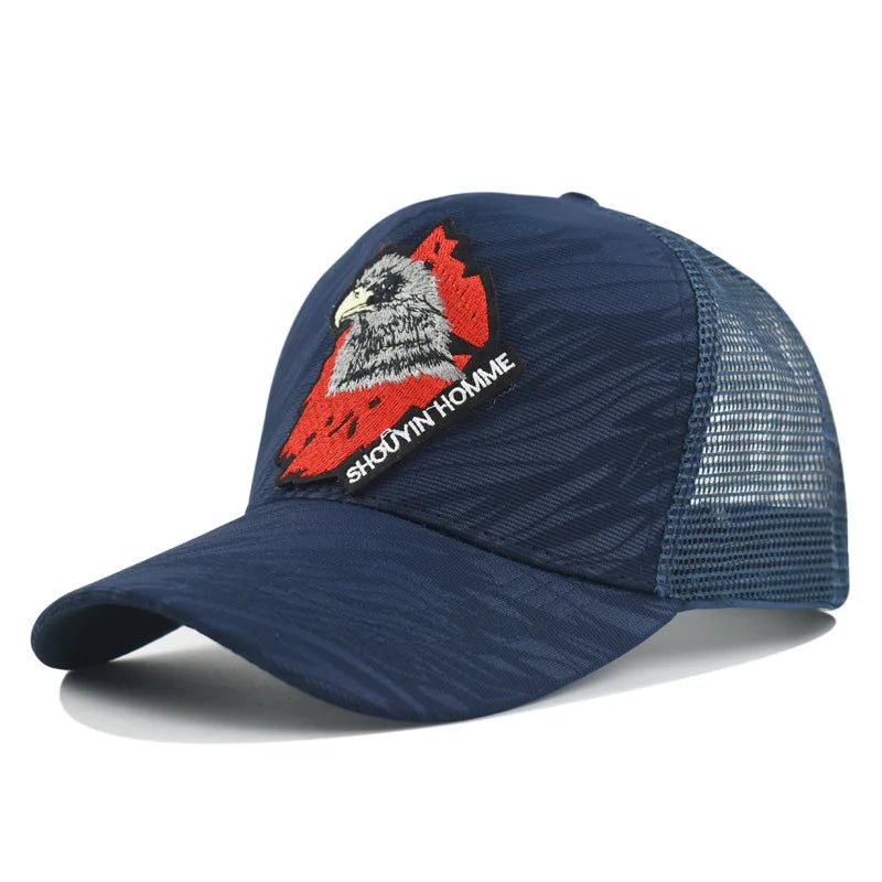 Breathable  Baseball Cap With Eagle Embroidery, Personalized Design, Unisex, Suitable For Daily Casual Outdoor Use, Sunshade Mesh Cap