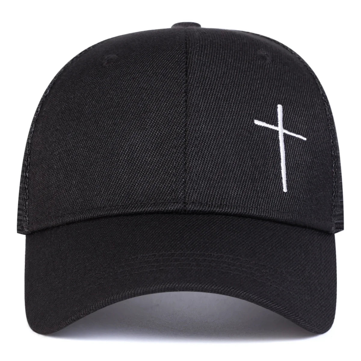 Unisex Cross Embroidery Baseball Net Caps