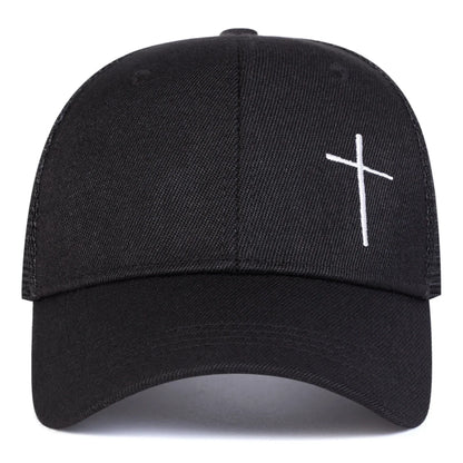 Unisex Cross Embroidery Baseball Net Caps