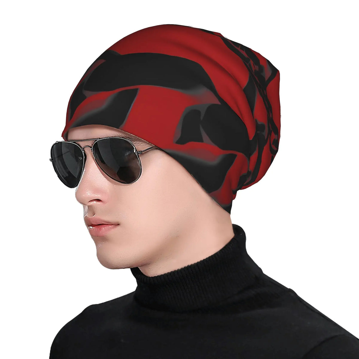 Red Black Chain Pattern Beanie Hats Bonnet Hats Men Women