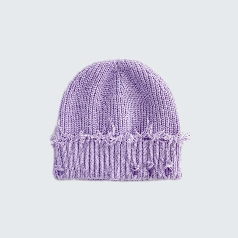 Custom Retro Broken Brim Knitted Hat For Women Men