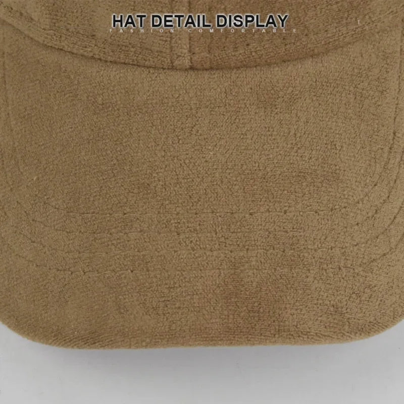 Fashion False Suede Baseball Caps For Men Women Autumn Winter Solid Retro Unisex  Adjustable Sun Caps