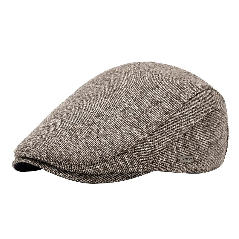 Autumn Winter Warm Fleece Beret Men's Knitted Flat Cap