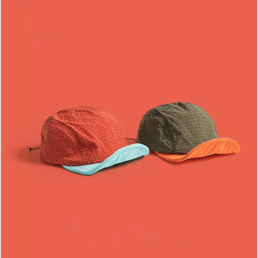 Baseball Cap Nylon Short Brim Korean Style Color Block Mesh Adjustable Breathable Hat