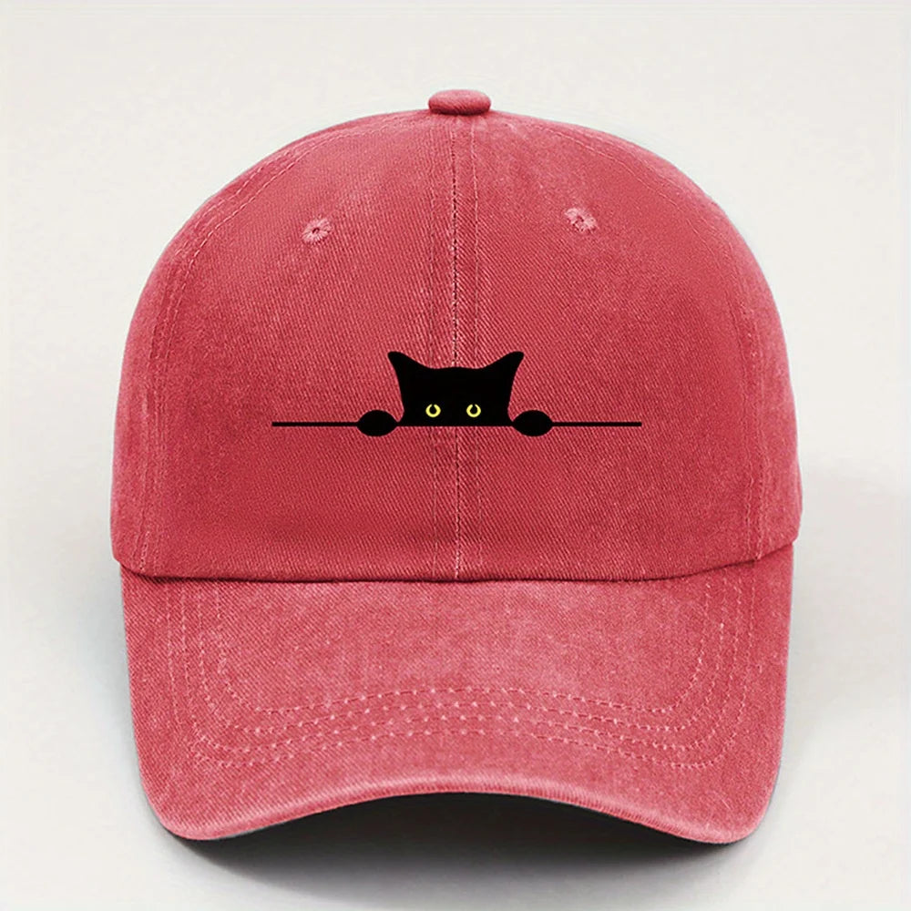 Cute Black Cat Printed Baseball Cap for Men and Women