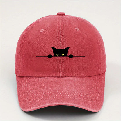 Cute Black Cat Printed Baseball Cap for Men and Women