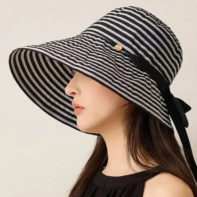 Striped Sunglasses Hat Versatile Sun Hat