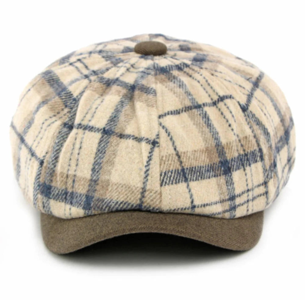 Men Berets Women Vintage Artist Painter Plaid Beret Hat