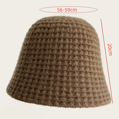 Waffle Knit Bucket Hat Vintage Versatile Fisherman Hat