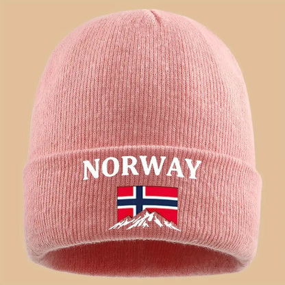 Lined Knit Beanie With Norway Embroidery Vintage Trucker Hat For Youth Couples
