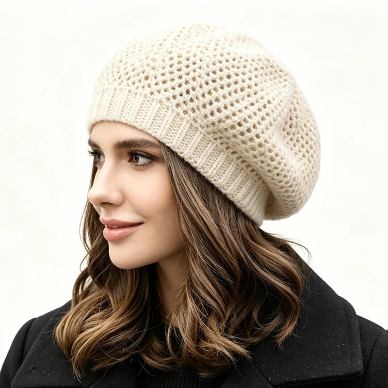 Autumn And Winter Style Double-Layered Mesh Beret Cap