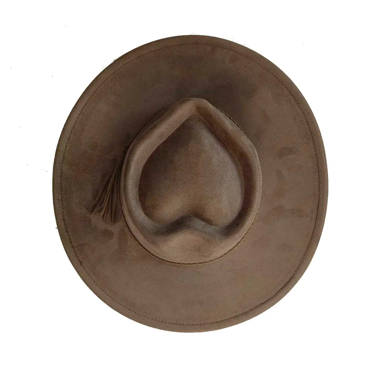 Vegan Suede Hat Teardrop Shape 9.5cm Wide Brim Fedora Hat Men's And Women's
