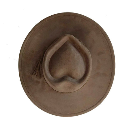 Vegan Suede Hat Teardrop Shape 9.5cm Wide Brim Fedora Hat Men's And Women's