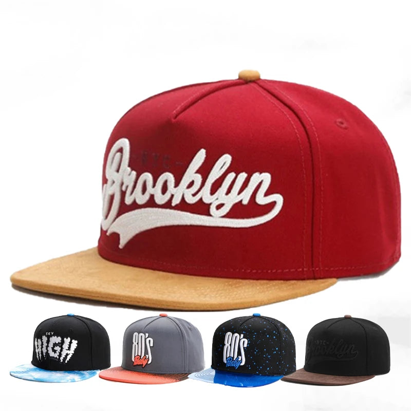 New Luxury Letters Fashion Flat Brim Snapback Hat For Men Women Adult Outdoor Adjustable Sun Baseball Cap