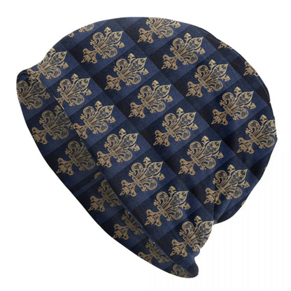Vintage Fleur De Lis Lily Men Women Adult Beanies Caps
