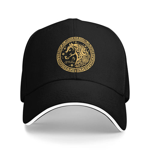 Chinese New Lunar Year 2026 Year Of Fire Horse Animal Baseball Cap Unisex Print Hip Hop Hats