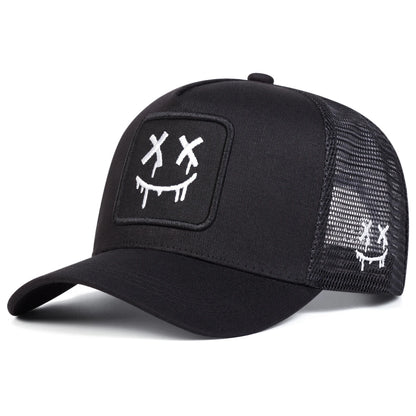 Unisex XX Smiling Face Embroidery Baseball Net Caps Spring and Summer