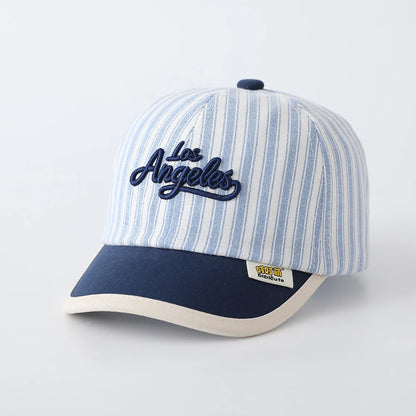 Children's Los Angeles Printed Striped Baseball Cap Contrasting Color Brimmed Sun Hat Adjustable Suitable