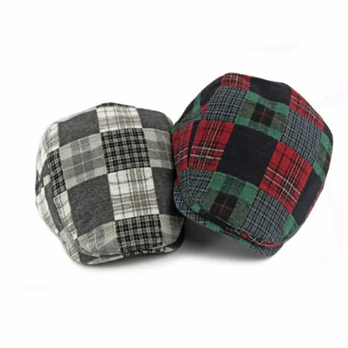 Autumn And Winter Polyester Plaid Print Newsboy Caps