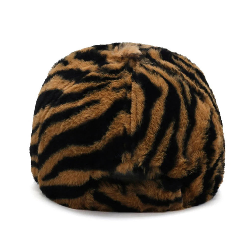 Pink Brown Leopard Baseball Cap For Men Plush Luxury Women Hat
