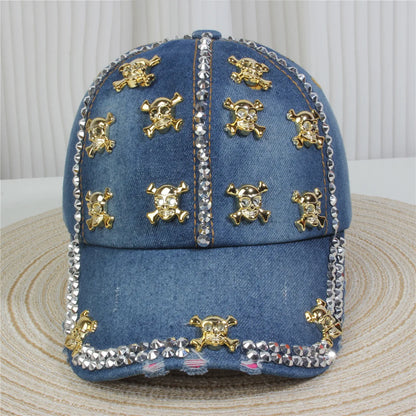 Fashionable Multiple Styles Of Glittering Sequin Frayed Denim Baseball Caps
