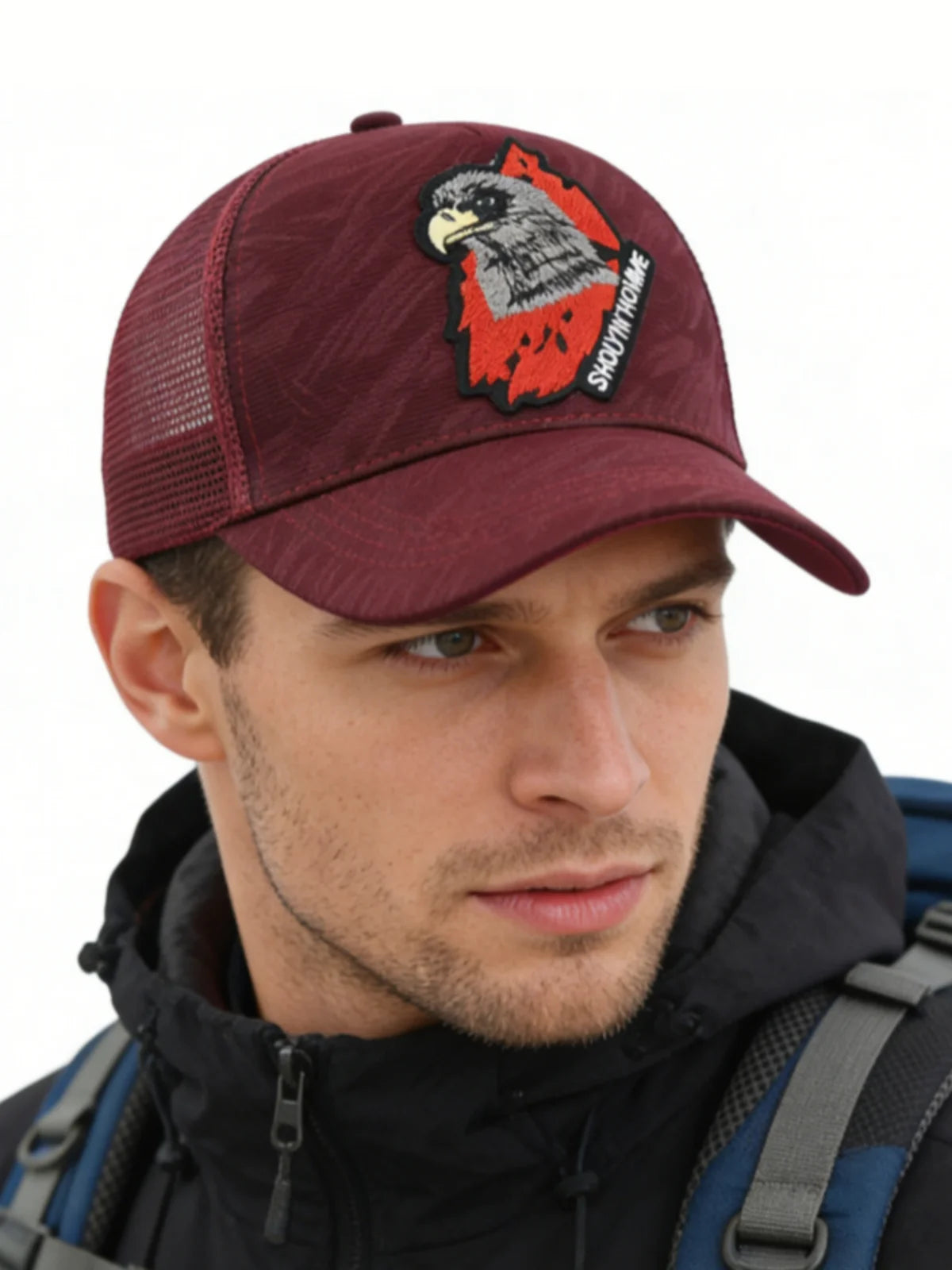 Breathable  Baseball Cap With Eagle Embroidery, Personalized Design, Unisex, Suitable For Daily Casual Outdoor Use, Sunshade Mesh Cap