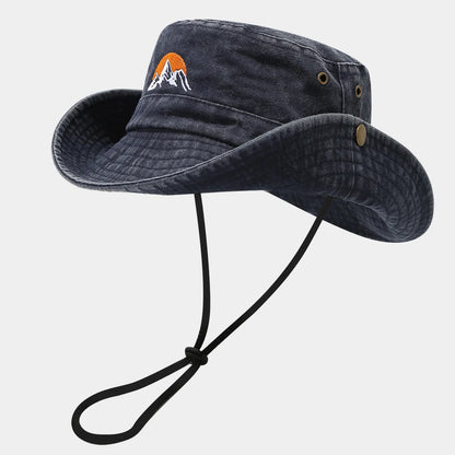 Washed Cotton Embroidery Fishing Fisherman Hats Bucket Hat