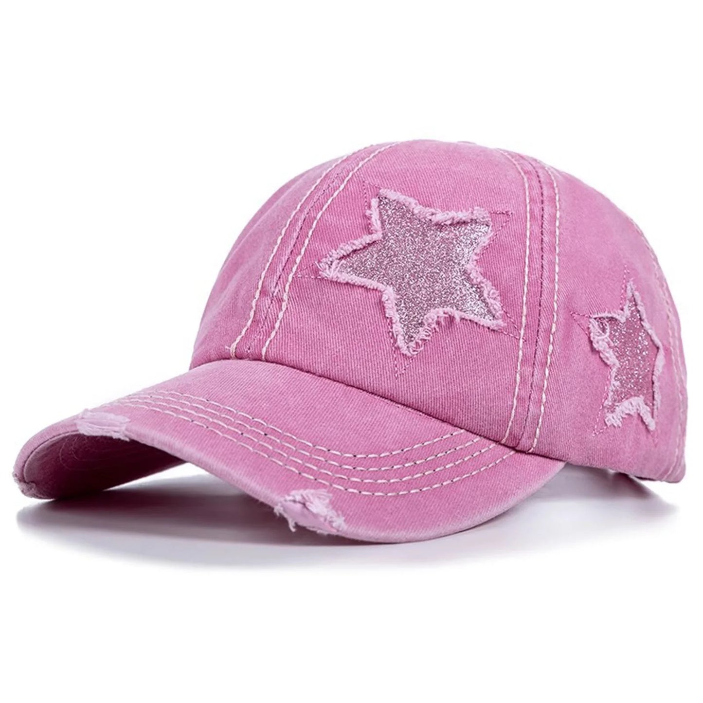 Retro Y2k Star Washed Denim Hole Star Baseball Cap