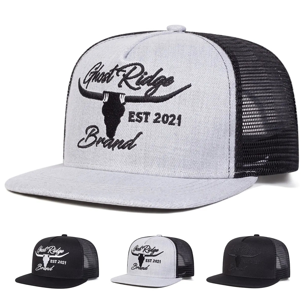 Unisex Bullhead Letter Embroidery Hip-hop Net Hats Spring Summer