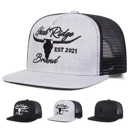 Unisex Bullhead Letter Embroidery Hip-hop Net Hats Spring Summer