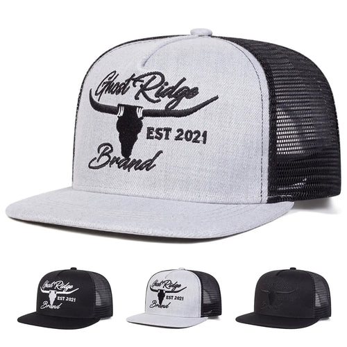 Unisex Bullhead Letter Embroidery Hip-hop Net Hats Spring Summer
