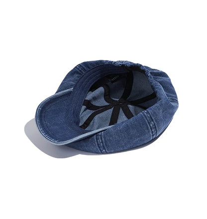 Women Retro Big Washed Cotton Denim Beret Head Painter Hat