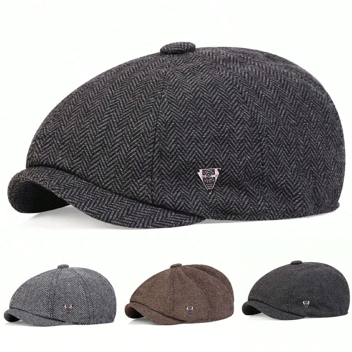 Label Herringbone Newsboy Caps Men British Painters Hats