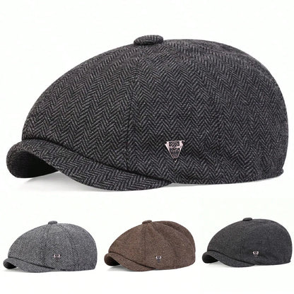 Label Herringbone Newsboy Caps Men British Painters Hats