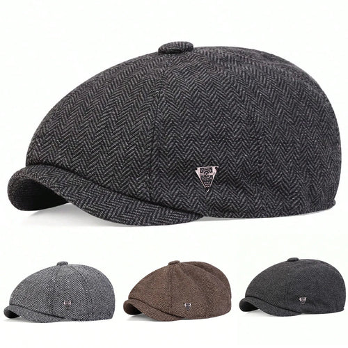 Label Herringbone Newsboy Caps Men British Painters Hats