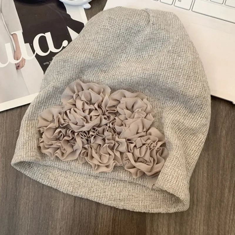 Japanese Korean Style Floral Slouchy Hat, Sun Protection Face-Framing Summer Cap
