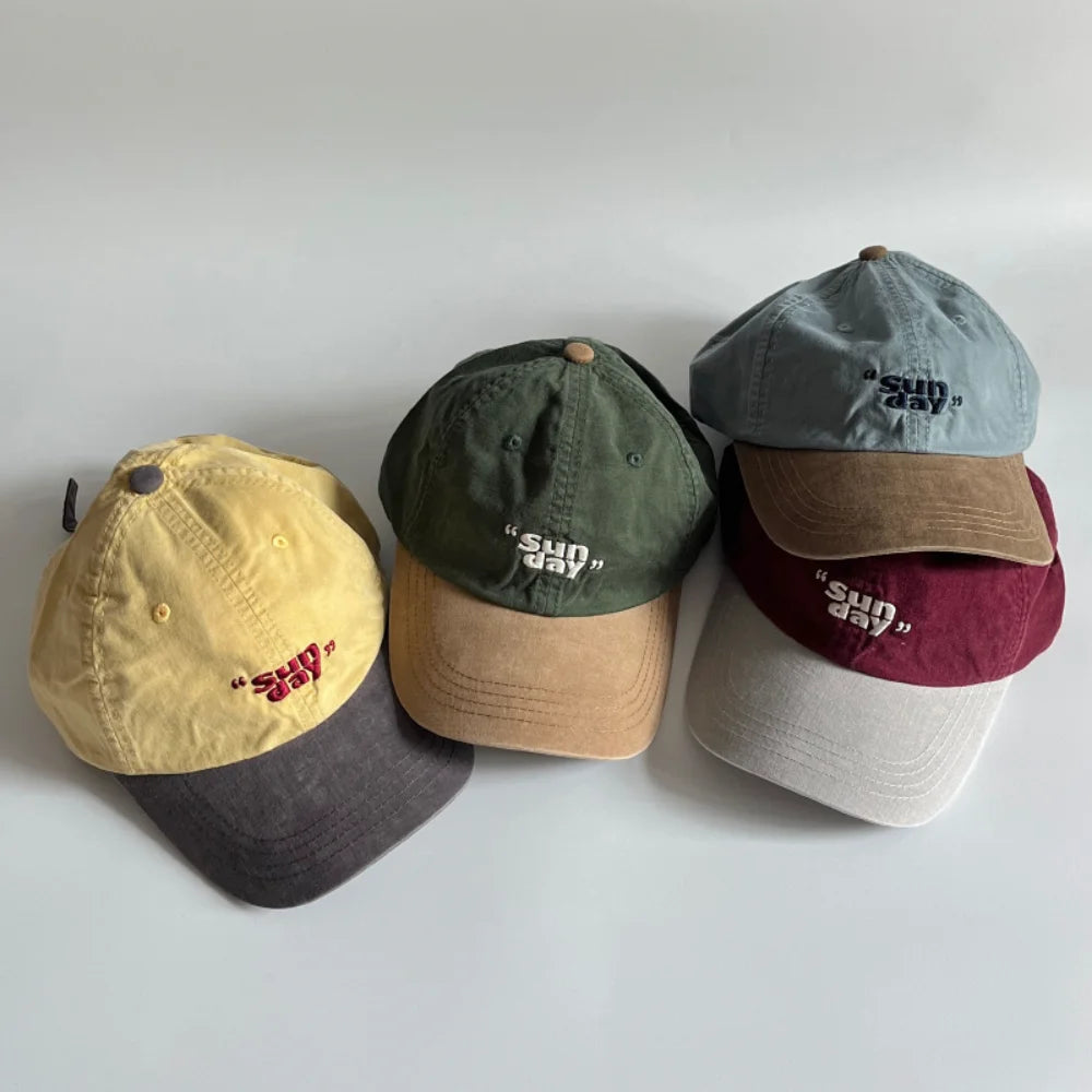 Retro "Sun day" Letter Embroidery Baseball Caps For Men Women