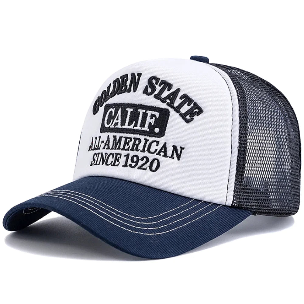 Unisex Fashion Golden State California Embroidered Mesh Baseball Cap For Men Women