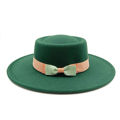New Oversized Edge Flat Top Hat Retro French Felt Hat