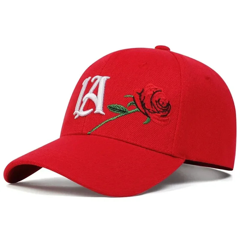 Unisex LA Rose Embroidery Baseball Caps Spring and Autumn