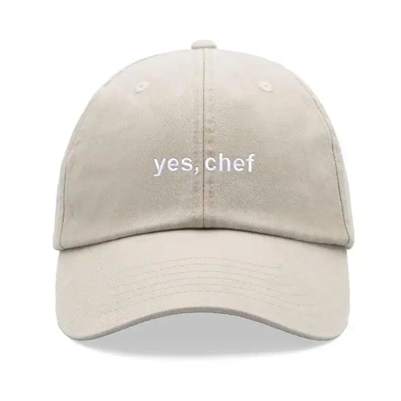 1pc "yes, Chef" Printing Baseball Cap Vintage Washed Unisex Dad Hat