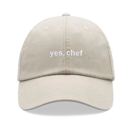 1pc "yes, Chef" Printing Baseball Cap Vintage Washed Unisex Dad Hat
