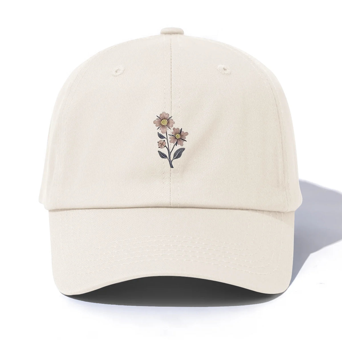 Flower Print  Baseball Cap For Adults Minimalist Retro Style Casual Soft Adjustable Dad Hat Perfect As Gift