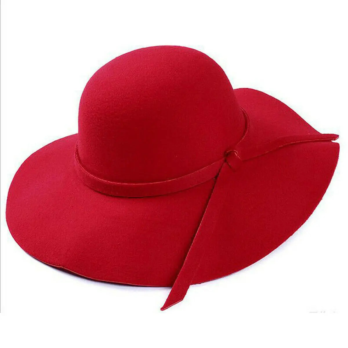 Women Sun Hat Vintage Lady Wide Large Wool Felt Cap