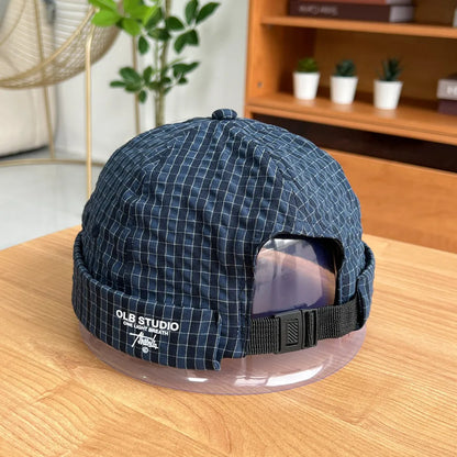 Plaid Quick-Dry Melon Cap Embroidered Dome Trendy Hip-Hop Hat For Men
