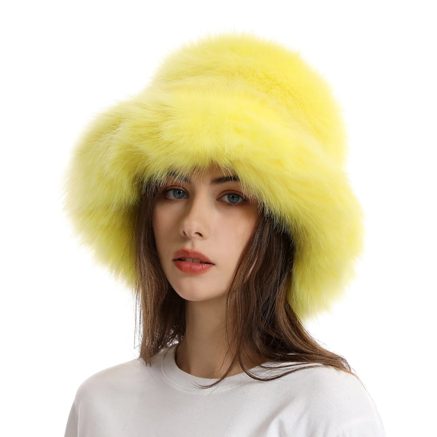 Hat Woman Winter Faux Fur Fisherman Hat Woman