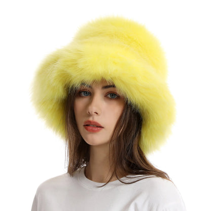 Hat Woman Winter Faux Fur Fisherman Hat Woman