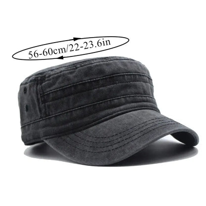 Hat Men Fishing Retro Do Old Wash Jeans Big Head Bib Flat Top Hat