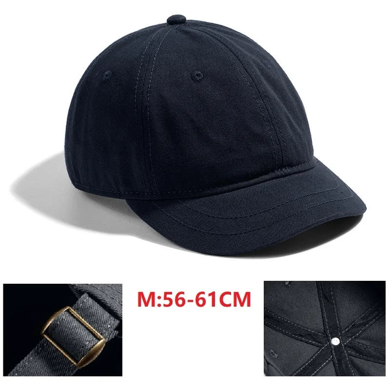 Men's Short Brim Baseball Cap Casual Solid Corduroy Soft Top Cap